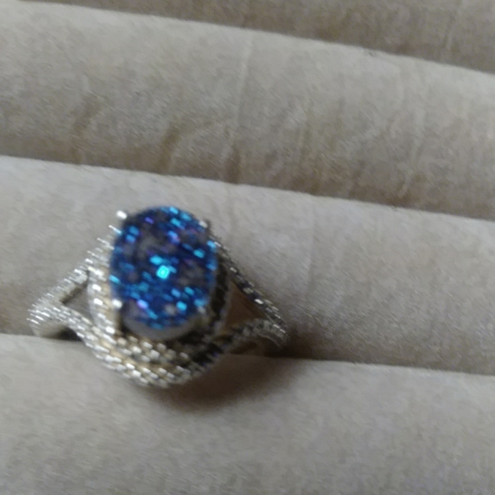 Drusy blue ring Sterling.